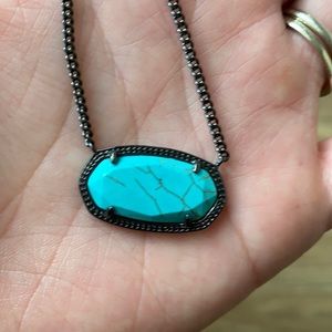 Kendra Scott Reversible Gunmetal necklace with large turquoise stone